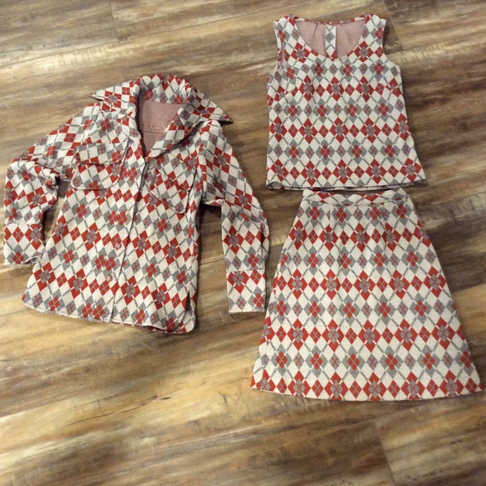 Vintage 70s 3 piece Power Suit dagger collar Mini